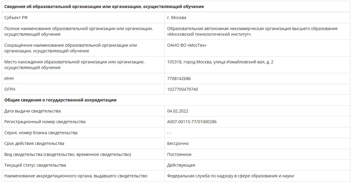 лицензии и аккредитации